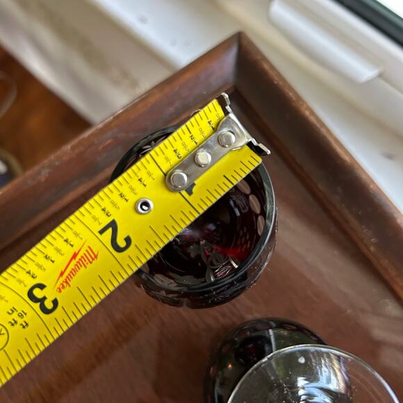 Set of 5 Vintage Cranberry Cut-to-Clear Bohemian-Style Cordial Glasses - Picture 12 of 13